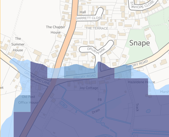 Long-term flood-risk map detail (from flood-warning-information.service.gov.uk)