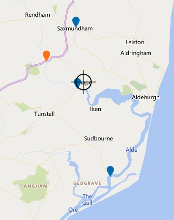 map of the Alde and Fromus rivers between Rendham and Orford