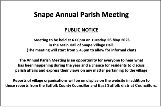 Annual Parish Meeting, Tuesday 26th May