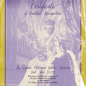 Platinum Jubilee certificate