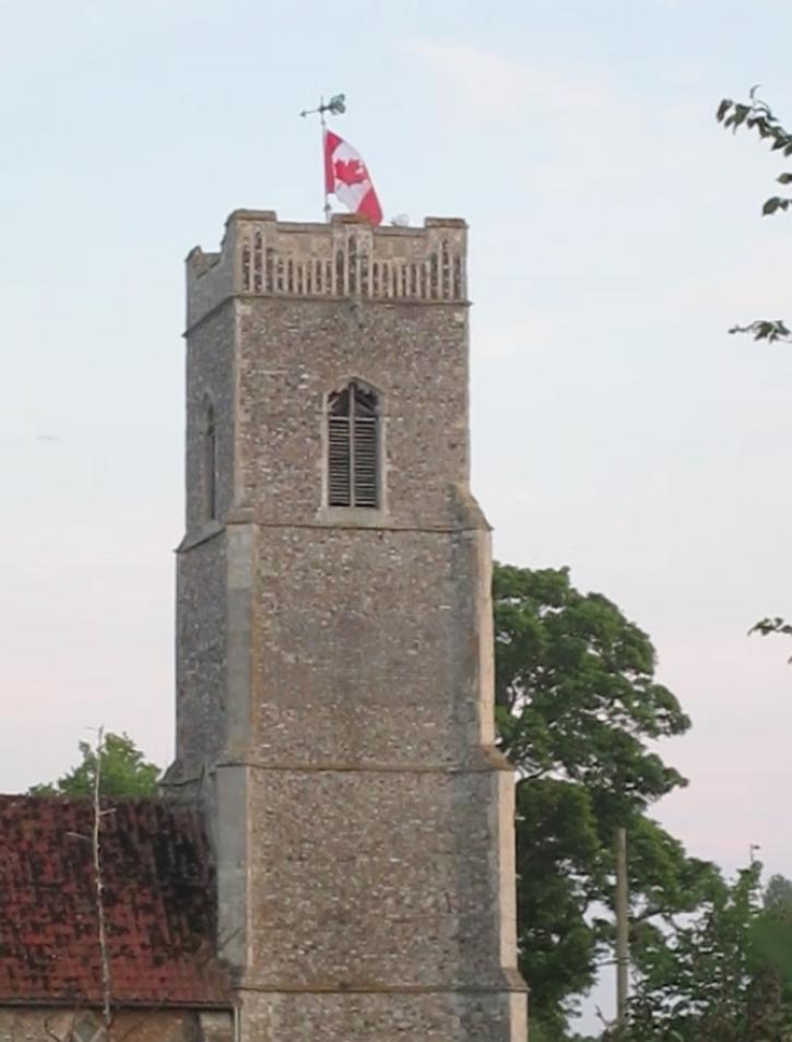 230514 Kitty Waddells Canadian flag on the Church sqd