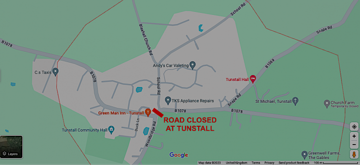 231213 15 ROAD CLOSED AT TUNSTALL GoogleMaps sharper