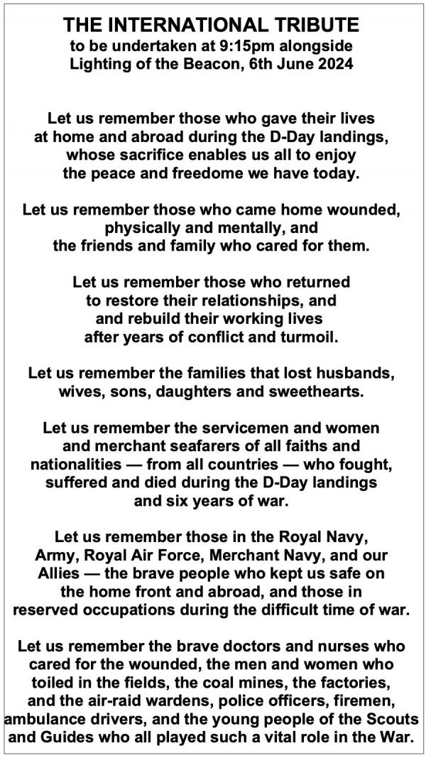 240606 D Day80 International Tribute text