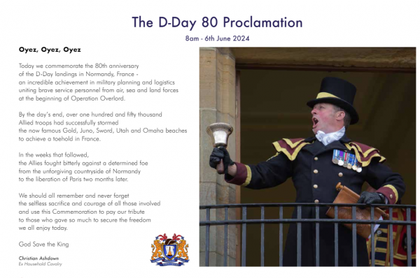 240606 D Day haslemeretcorg Town Crier Proclamation