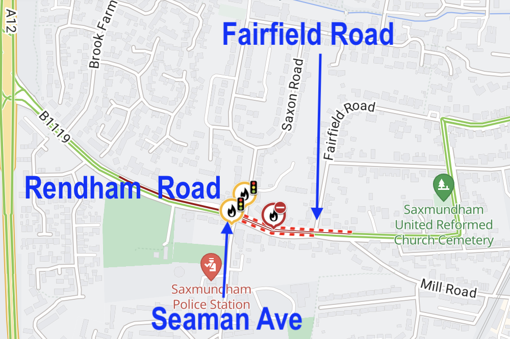 5-19 Jan: Sax road closure: Rendham Road